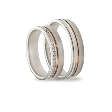 Βέρες Σετ Ροζ Χρυσές Λευκόχρυσες Λουστράτες και Ματ με Ζιργκόν MASCHIO FEMMINA TMF-07 - themelidisjewels